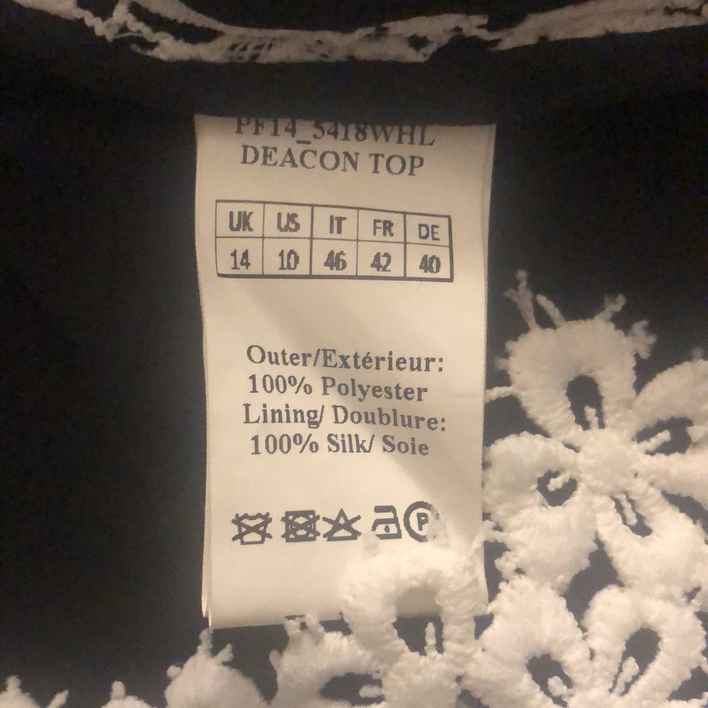 Erdem Elegant White and Black Lace Women's Top Size 10 - Picture 13 of 14
